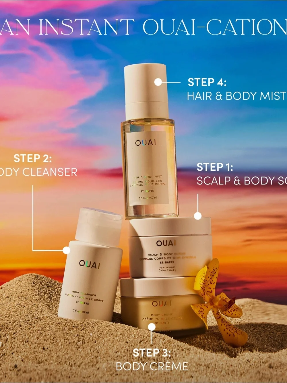 OUAI Mini St. Barts Cleansing Scalp & Body Sugar Scrub New